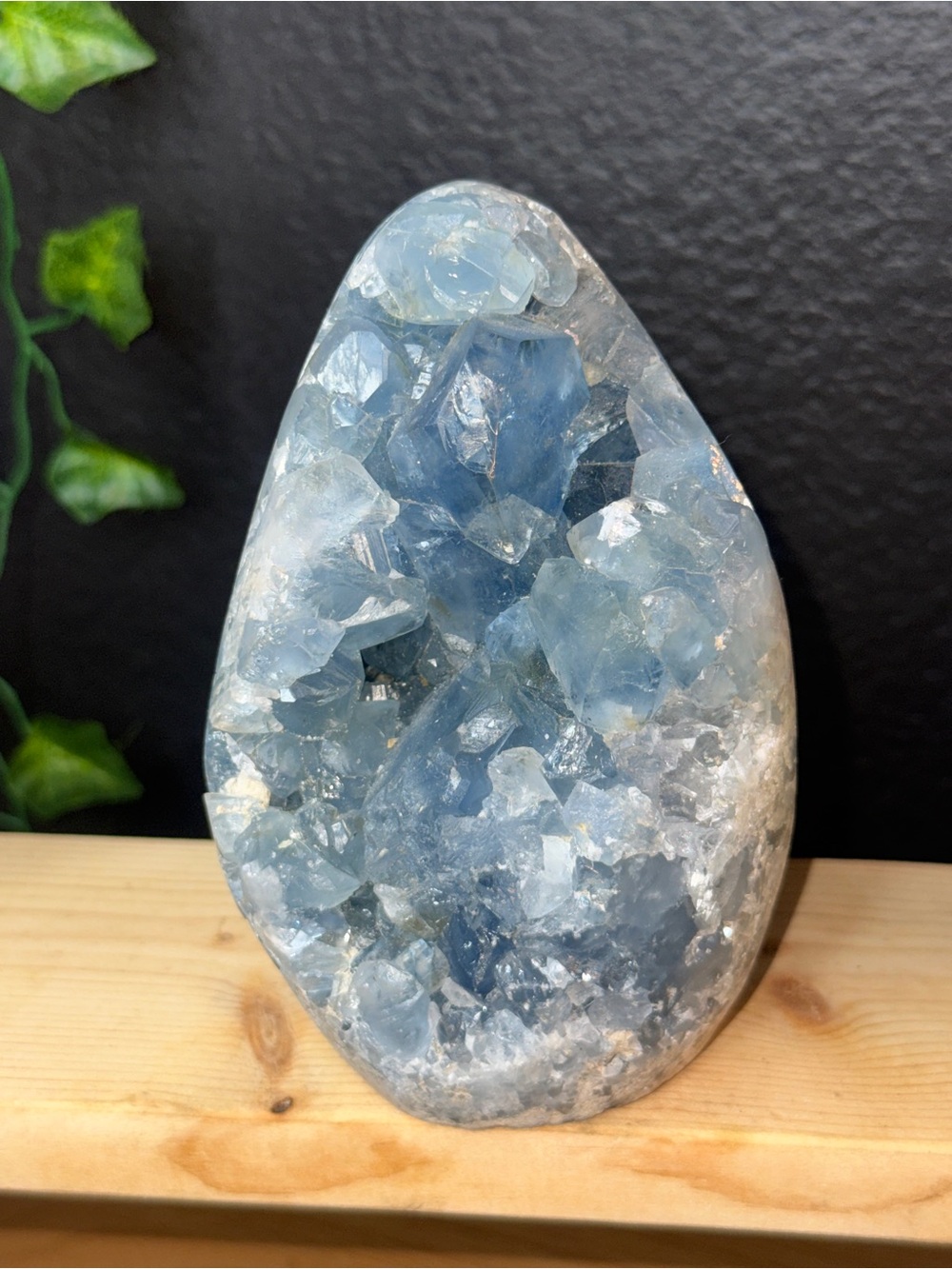 Blue Celestite 5lb Crystal Geode Display - Natural Blue Accent
